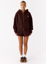 Signature Double Zip Up Hoodie - Chocolate - Image 3