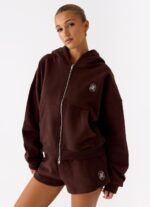 Signature Double Zip Up Hoodie - Chocolate - Image 2