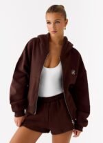 Signature Double Zip Up Hoodie - Chocolate - Image 6