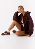 Signature Double Zip Up Hoodie - Chocolate - Image 7