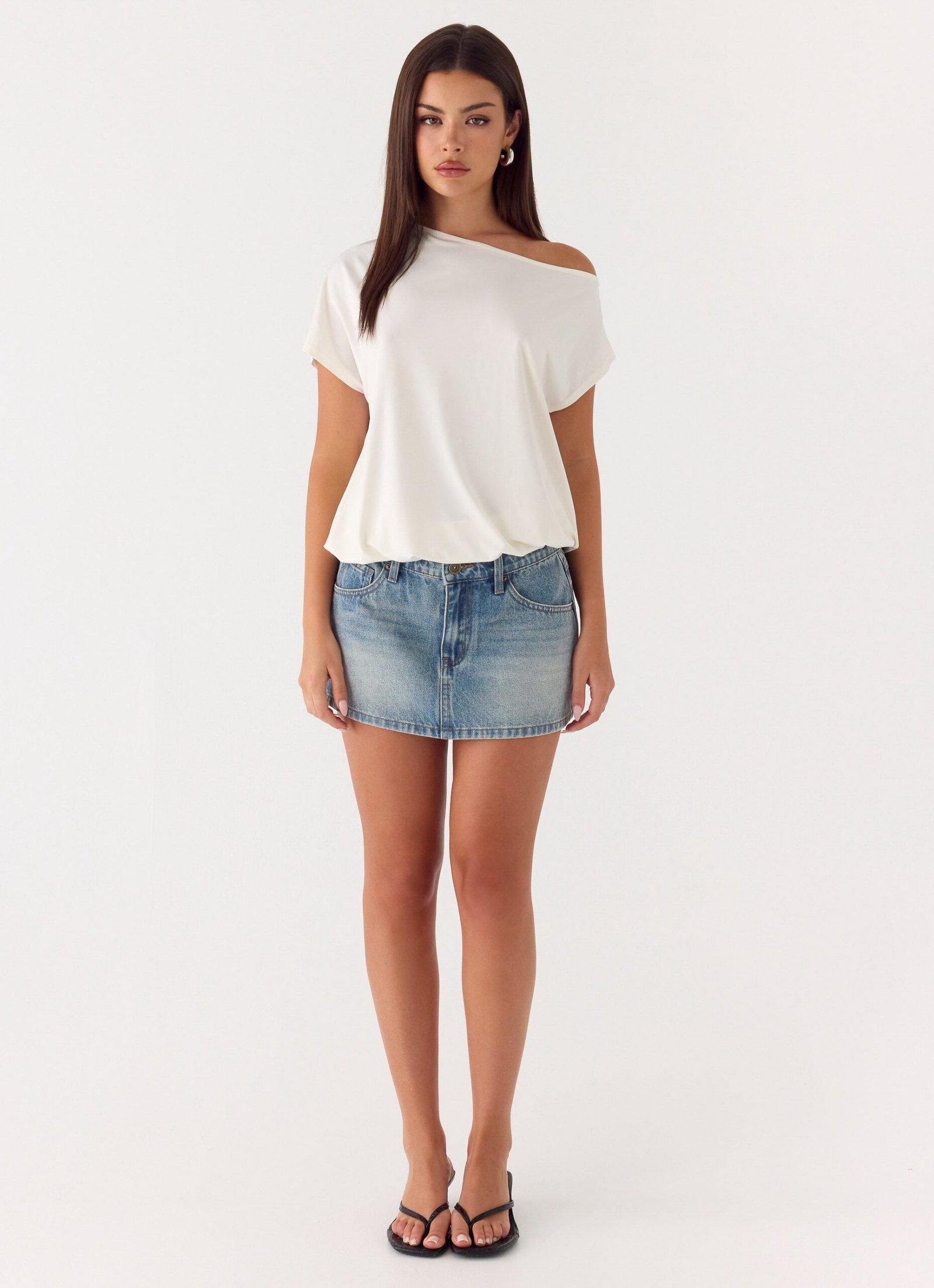 SilasLowRiseDenimMiniSkirtVintageWash1.jpg Silas Low Rise Denim Mini Skirt - Vintage Wash Blue - Image 1