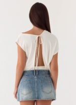 Silas Low Rise Denim Mini Skirt - Vintage Wash Blue - Image 5