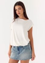 Silas Low Rise Denim Mini Skirt - Vintage Wash Blue - Image 7