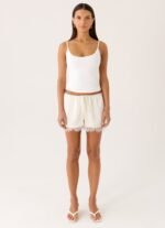 Tarina Lace Trim Mini Shorts - Ivory - Image 7