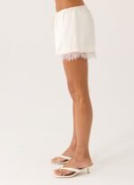 Tarina Lace Trim Mini Shorts - Ivory - Image 6