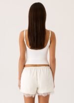Tarina Lace Trim Mini Shorts - Ivory - Image 5