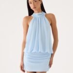 Verbina Scarf Mini Dress - Blue