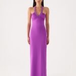 Yamila Beaded Strap Maxi Dress - Purple