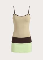 Zaylia Colour Block Mini Dress - Olive - Image 12