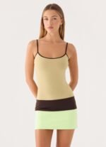 Zaylia Colour Block Mini Dress - Olive - Image 5