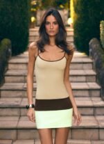 Zaylia Colour Block Mini Dress - Olive - Image 2