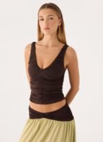 Zeraphine Gathered Top - Chocolate - Image 3