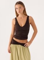 Zeraphine Gathered Top - Chocolate - Image 7